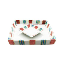 Load image into Gallery viewer, Kutani Yaki Hand-Drawn Japanese and Western Tableware 18cm Plate with Foot, Striped Design