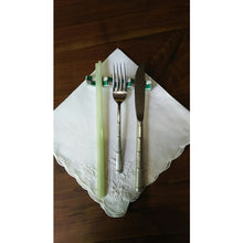 Load image into Gallery viewer, Kutani Yaki Hand-painted Japanese & Western Tableware, Checkered Design (Green) Fork & Knife Rest