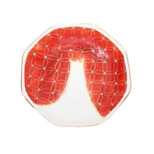 Load image into Gallery viewer, Kutani Yaki Ware, Hand-Drawn Japanese & Western Tableware 12cm Octagonal Dish with Design of Fuji (Red)