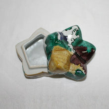 Load image into Gallery viewer, Kutani Yaki Hand-painted Kutani ware incense burner in the shape of a kikyo