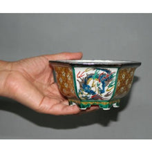 Load image into Gallery viewer, Kutani Yaki Hand-painted Kutani-Ware Flowerpot, Dragon Design, No. 4, Octagonal Bowl