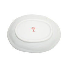 Load image into Gallery viewer, Kutani Yaki Red Kutani Ware, Hand-painted Japanese and Western Tableware 18cm Oval Dish with Akamaki Polka Dot Design