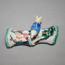 Load image into Gallery viewer, Kutani Yaki Hand-painted Kutani ware, Brush rest with design of pine, bamboo and plum in color