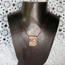Load image into Gallery viewer, Kutani Yaki Hand Painted Kutani Yakiyaki Square Pendant