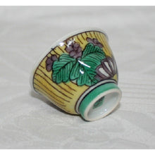 Load image into Gallery viewer, Kutani Yaki Hand-painted Kutani Yaki porcelain cup with chrysanthemum paulownia design