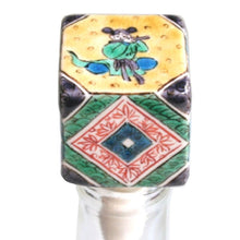 Load image into Gallery viewer, Kutani Yaki and Painted Kutani Wine Cap with Geometric Design