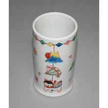 Load image into Gallery viewer, Kutani Yaki Ware Writing Brush Caddy with Design of Hanging Decorations