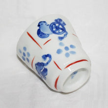 Load image into Gallery viewer, Kutani Yaki Hand-Drawn Teacup with Design of Hand-Knotted Tools