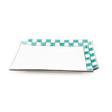 Load image into Gallery viewer, Kutani Yaki Hand-painted Kutani ware of Japanese and Western Tableware 15cm long dish with checkered pattern (green)