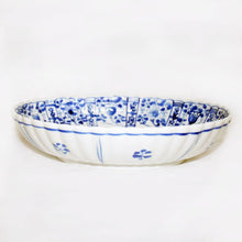 Load image into Gallery viewer, Kutani Yaki Hand-painted Kutani Ware 27cm Oval Chrysanthemum Bowl with Design of Plants and Flowers