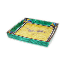 Load image into Gallery viewer, Kutani Yaki Hand-painted Japanese and Western Tableware, 6" square dish with foot and rabbit design