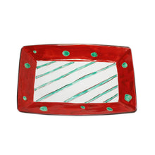 Load image into Gallery viewer, Kutani Yaki  Hand-Drawn Japanese & Western Tableware 24cm Long Dish with Polka Dots in Red