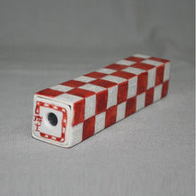 Load image into Gallery viewer, Kutani Yaki Hand-painted Kutani Kaleidoscope with checkerboard design (red), kaleidoscope (teredo shape)