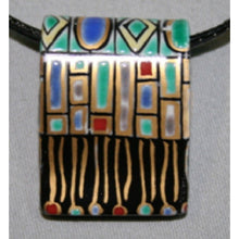 Load image into Gallery viewer, Kutani Yaki Accessory - Hand-painted square pendant with a design of Vienna