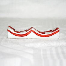 Load image into Gallery viewer, Kutani Yaki Hand-painted Japanese and Western Tableware, Checkered pattern (Red) Chopstick rest