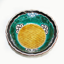 Load image into Gallery viewer, Kutani Yaki Hand-painted Kutani Ware Large Bowl with Blue Handled Design of Blue Ocean Waves