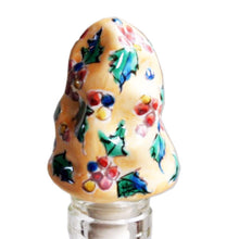 Load image into Gallery viewer, Kutani Yaki Hand-painted Kutani-Ware Wine Cap with Holly Design