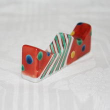 Load image into Gallery viewer, Kutani Yaki Hand-painted Kutani ware of calligraphy and painting, brush rest, brush stand with polka-dot brocade design