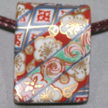 Load image into Gallery viewer, Kutani Yaki Hand Painted Kutani Yakiyaki Square Pendant