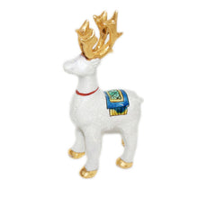 Load image into Gallery viewer, Kutani Yaki ware of a pair of hand-painted Christmas reindeer (with a decorative stand)