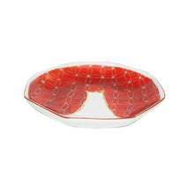 Load image into Gallery viewer, Kutani Yaki Ware, Hand-Drawn Japanese & Western Tableware 12cm Octagonal Dish with Design of Fuji (Red)