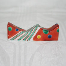 Load image into Gallery viewer, Kutani Yaki Hand-painted Kutani ware of calligraphy and painting, brush rest, brush stand with polka-dot brocade design