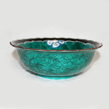 Load image into Gallery viewer, Kutani Yaki Hand-painted Kutani Ware Large Bowl with Blue Handled Design of Blue Ocean Waves