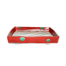 Load image into Gallery viewer, Kutani Yaki Hand-painted Kutani ware of Western-style tableware 18cm dish with footed design of polka dots in red