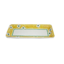 Load image into Gallery viewer, Kutani Yaki Hand-Drawn Japanese & Western Tableware, 24cm Fine slim Dish with White Flower Design