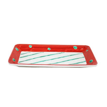 Load image into Gallery viewer, Kutani Yaki Ware Hand-Drawn Tableware for Western Tableware 24cm Slim Rectangular Dish with Red Spot Design
