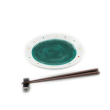 Load image into Gallery viewer, Kutani Yaki Hand-painted Kutani Ware Japanese and Western Tableware 21cm dish with green glaze and polka dots design