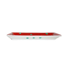 Load image into Gallery viewer, Kutani Yaki Ware Hand-Drawn Tableware for Western Tableware 24cm Slim Rectangular Dish with Red Spot Design