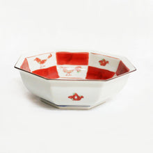 Load image into Gallery viewer, Kutani Yaki Hand-Drawn Japanese and Western Tableware Octagonal Bowl with Bird Design