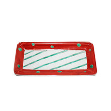 Load image into Gallery viewer, Kutani Yaki Ware Hand-Drawn Tableware for Western Tableware 24cm Slim Rectangular Dish with Red Spot Design