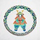 Load image into Gallery viewer, Kutani Yaki Hand-painted Kutani ware 15cm decorative dish with warrior design (with plate stand)