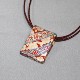 Load image into Gallery viewer, Kutani Yaki Hand Painted Kutani Yakiyaki Square Pendant