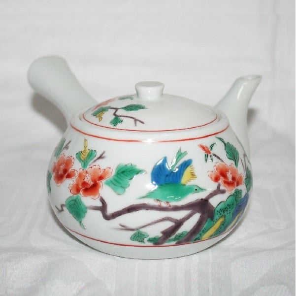 Kutani Yaki Hand-painted Kutani Ware, Japanese and Western Tableware, Teapot with Flower and Bird Design