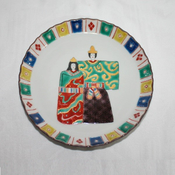 Kutani Yaki Hand-painted Dish 15cm Ornamental Dish (with Plate Stand)