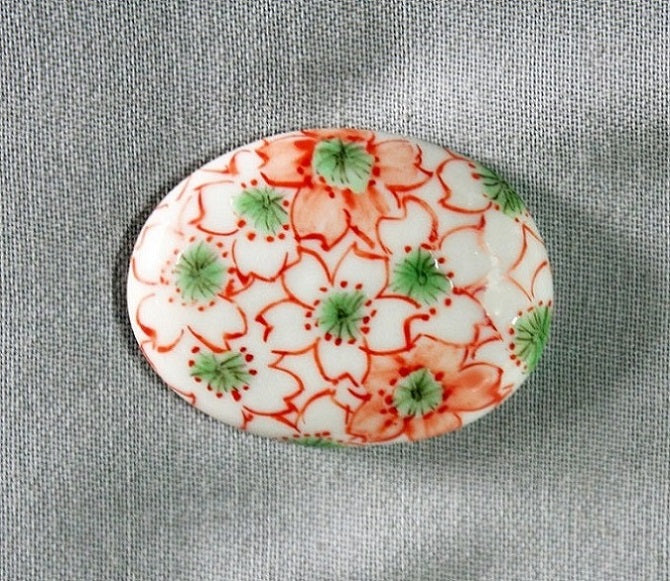 Kutani Yaki  Cherry Blossom Pattern Oval Bandage large three-quarter length