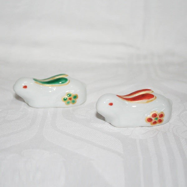 Kutani Yaki  Hand-painted Japanese & Western Tableware Rabbit Chopstick Rests (1 pair)