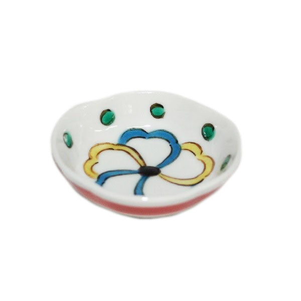 Kutani Yaki of hand-painted Japanese and Western Tableware, Bean Dish with Design of Five Petals and Flowers (Chopstick rest)