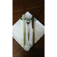 Load image into Gallery viewer, Kutani Yaki  Hand-painted Japanese &amp; Western Tableware, Checkered Design (Green) Fork &amp; Knife Rest
