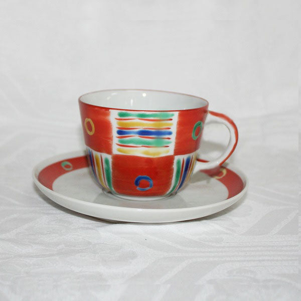 Kutani Yaki Hand-Drawn Japanese & Western Tableware Morning Cup with Mexican Design C/S