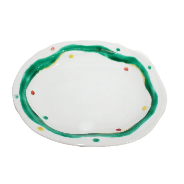 Kutani Yaki Hand-painted Kutani ware, Western-style Tableware 18cm oval dish with a polka-dot design