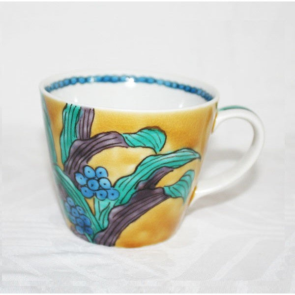 Kutani Yaki ware, Hand-painted Japanese and Western Tableware, Mug with Mannen Blue Design