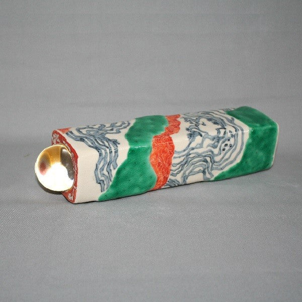 Kutani Yaki Hand-painted Kaleidoscope with Royal Splicing Paper Design (Teredo Shape)