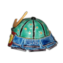 Load image into Gallery viewer, Kutani Yaki Hand-painted Kutani ware of an ornament, Kabuto decoration (with stand)
