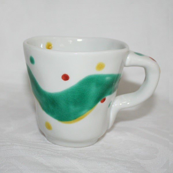 Kutani Yaki Ware Hand-Drawn Japanese & Western Tableware Mug with Design of Polka Dots