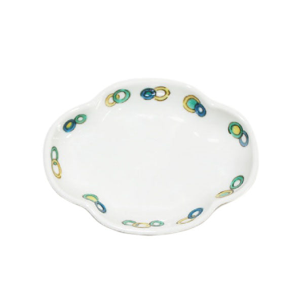 Kutani Yaki Ware of Western Tableware 9cm Spit-Shaped Dish with Ring Design