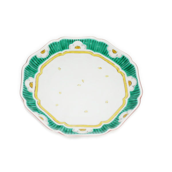 Kutani Yaki Ware, Hand-painted Japanese and Western Tableware 21cm Dish with White Plum Design